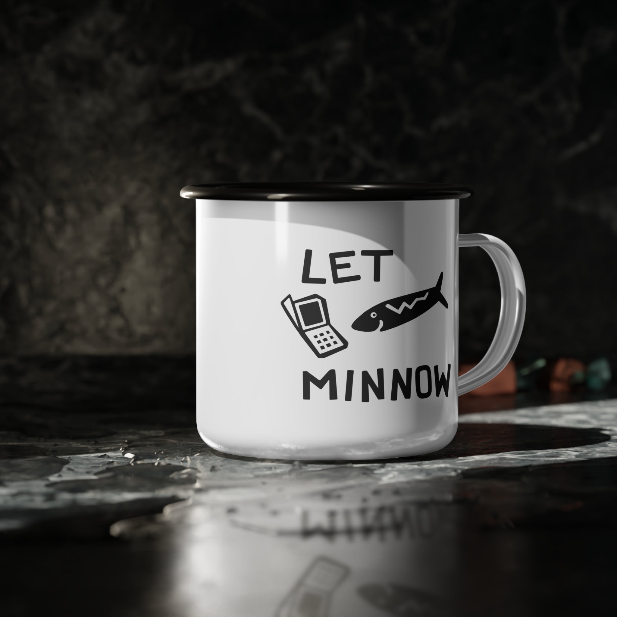 Classic Camping Mug with Pun 'Let Minnow'