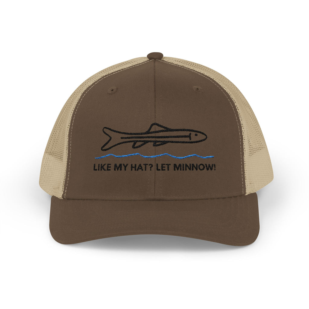 Pun Trucker Hat, Minnow Fish, Brown Baseball Hat for Fun Ourdoorsmen