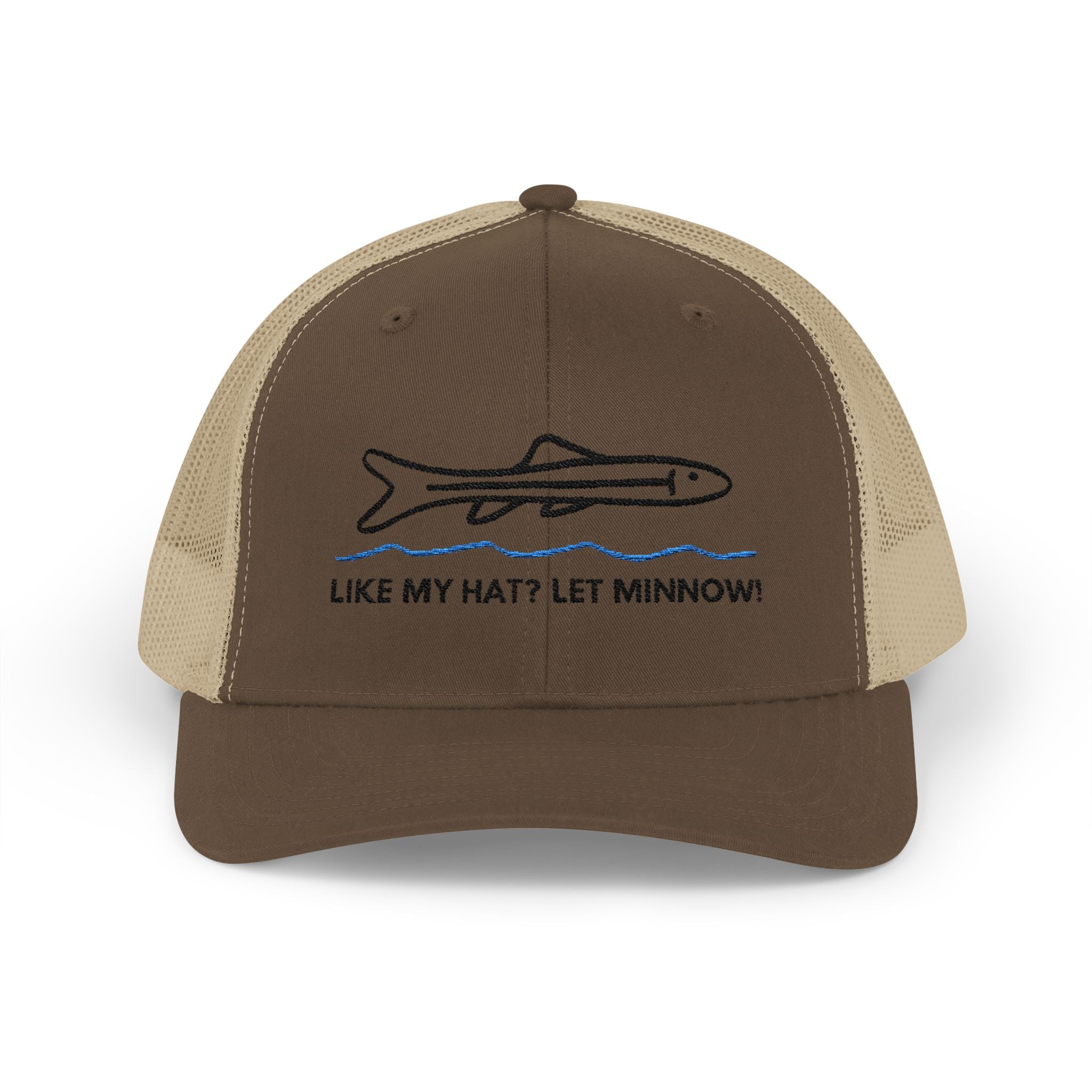Pun Trucker Hat, Minnow Fish, Brown Baseball Hat for Fun Ourdoorsmen