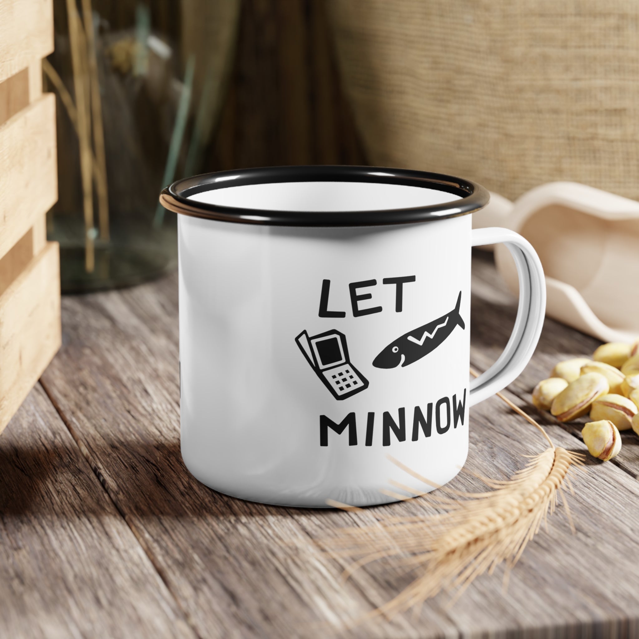 Classic Camping Mug with Pun 'Let Minnow'